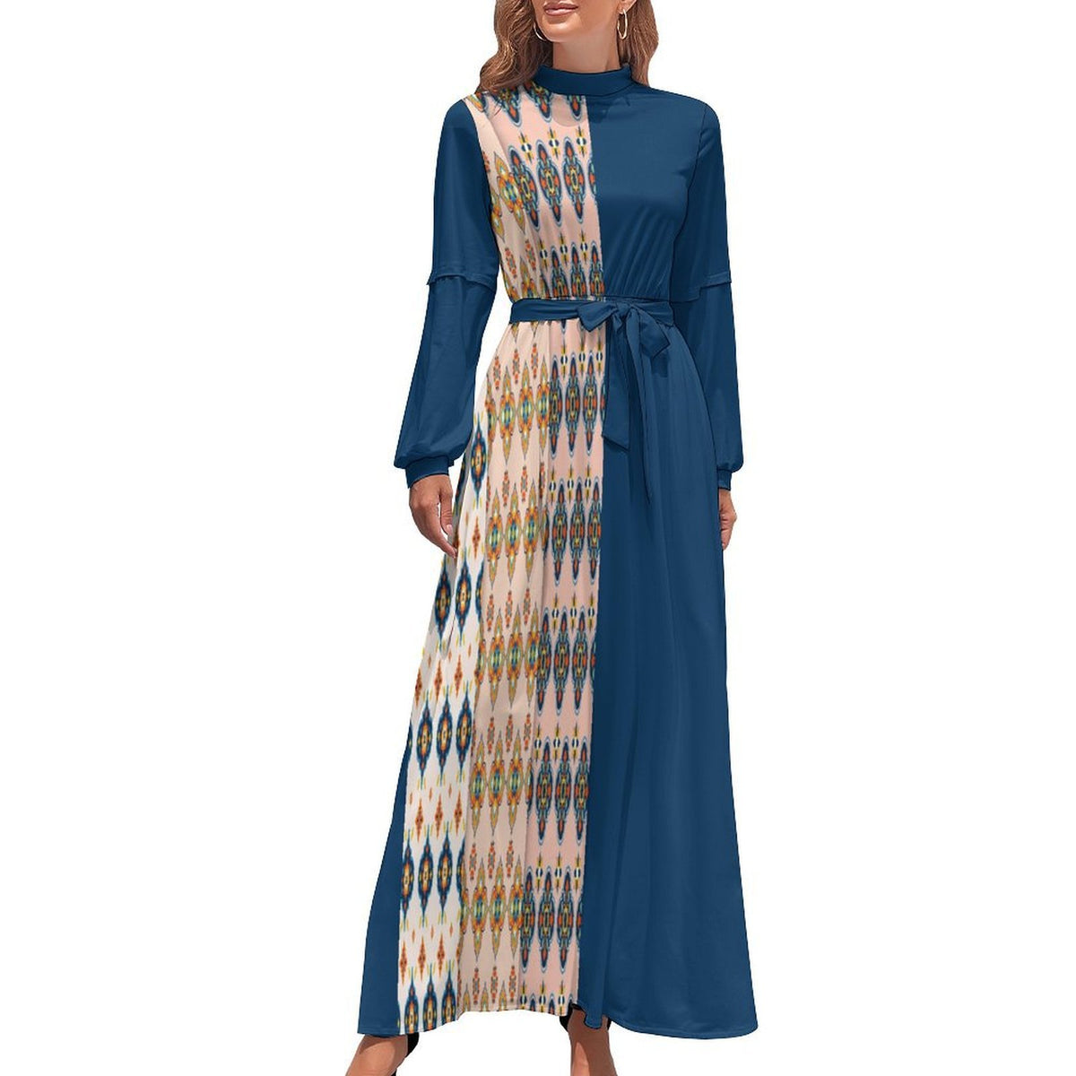 Stylish Long Sleeve High Neck Dress - Shopzeedeey