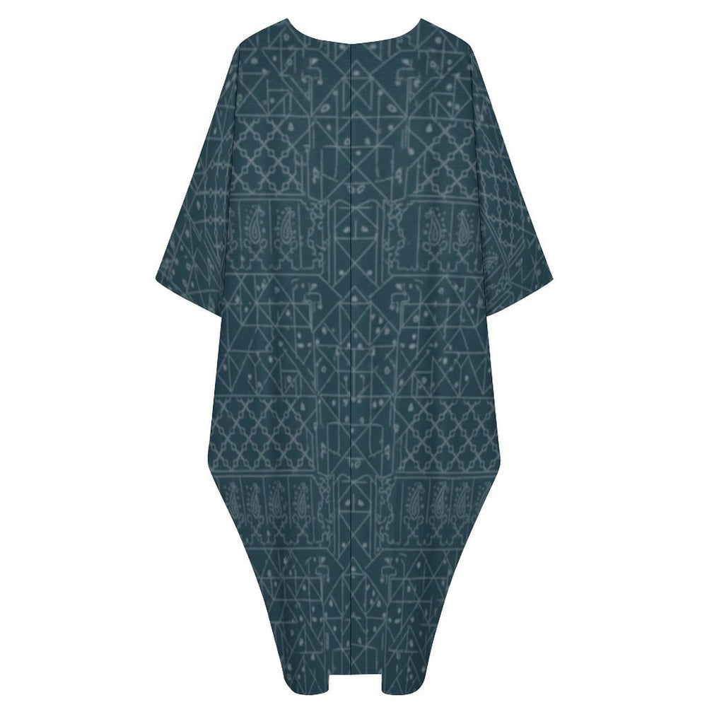 Kaftan V-Neck Dress - Comfort Meets Elegance - Shopzeedeey