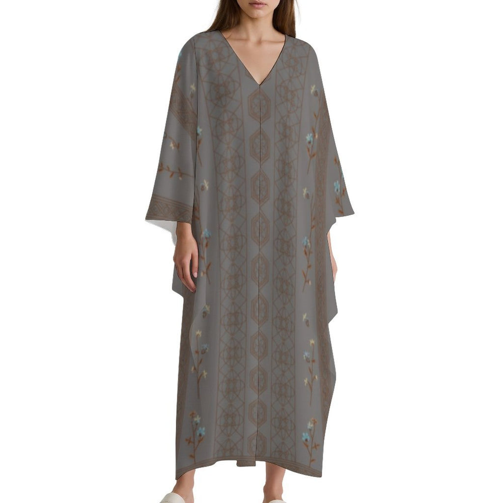 Kaftan Dress - Elegant Design V-Neck Kaftan Dress - Shopzeedeey