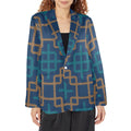 Women's Designer Blazer - Bluechecked Elegance (Model H64) - Shopzeedeey