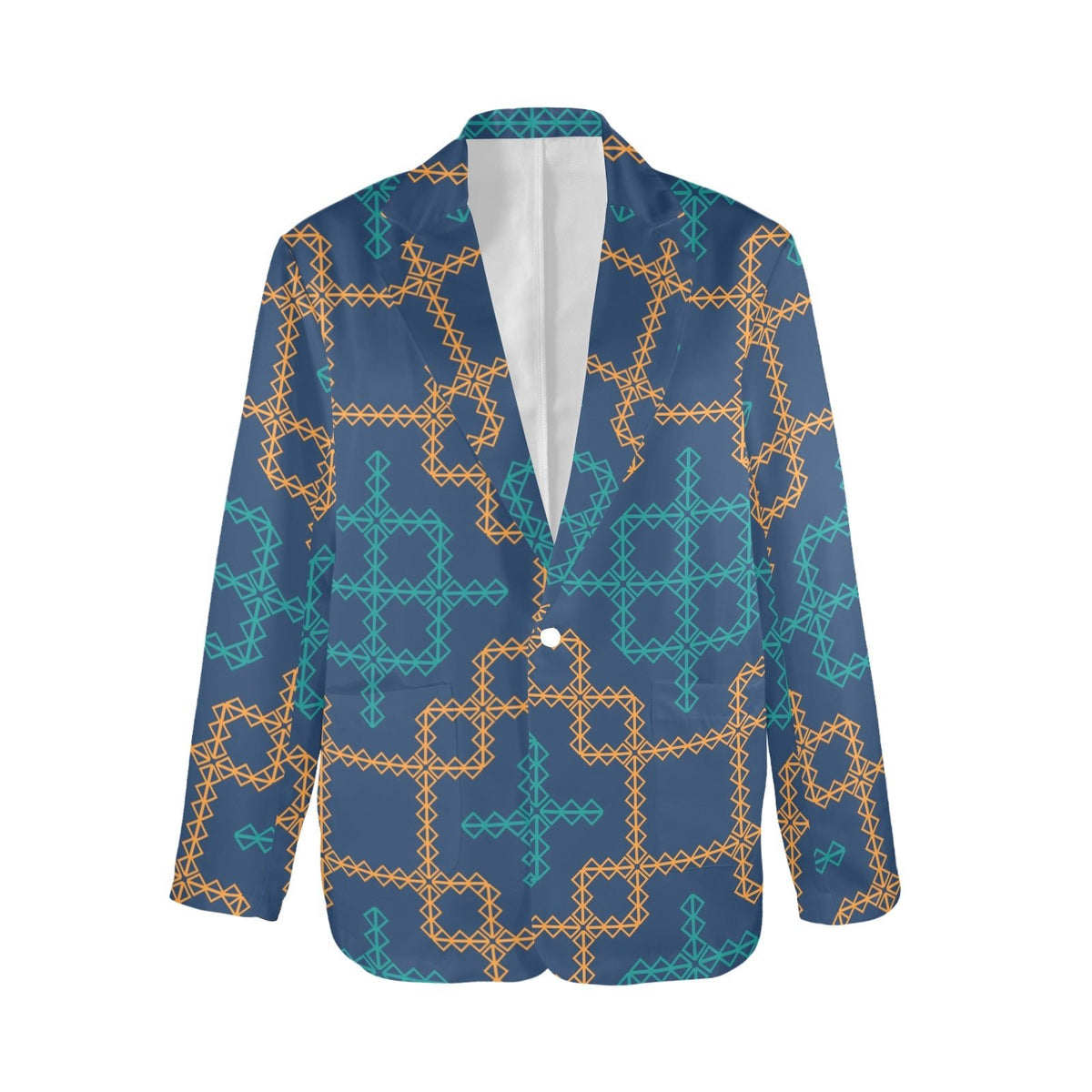 Women's Designer Blazer - Bluechecked Elegance (Model H64) - Shopzeedeey