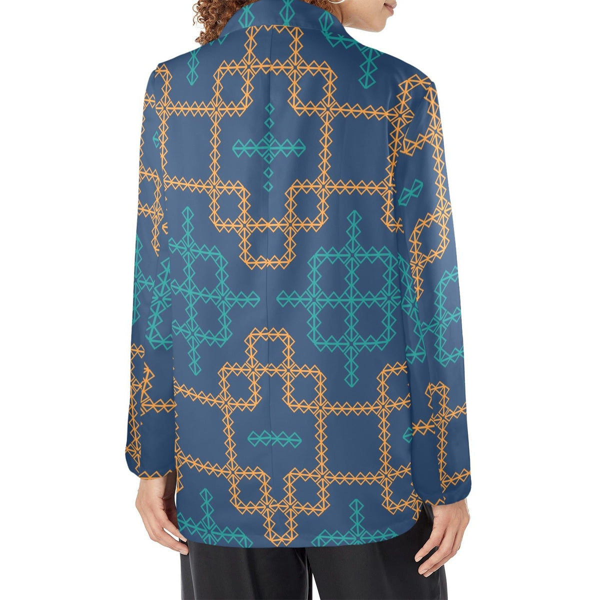 Women's Designer Blazer - Bluechecked Elegance (Model H64) - Shopzeedeey