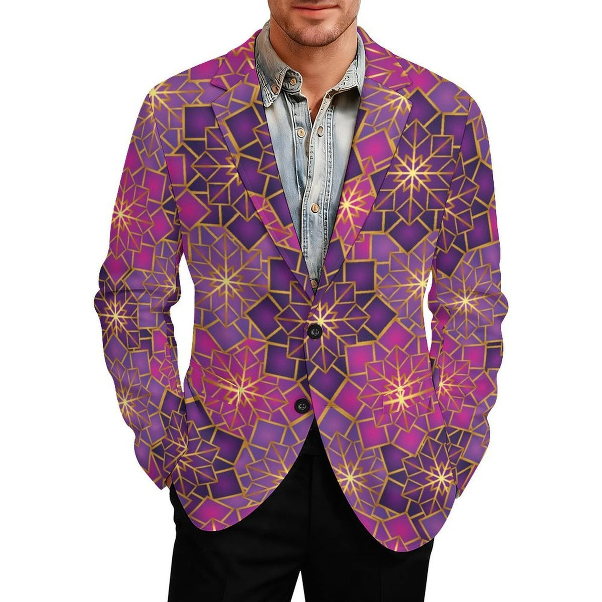 Men's Designer Blazer - All Over Print Style for Every Occasion - Shopzeedeey