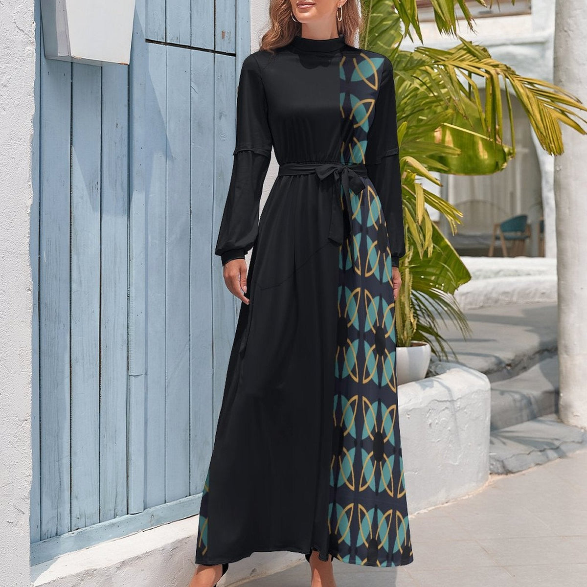 Long Sleeve High Neck Dress - Effortless Elegance for Any Occasion - Shopzeedeey