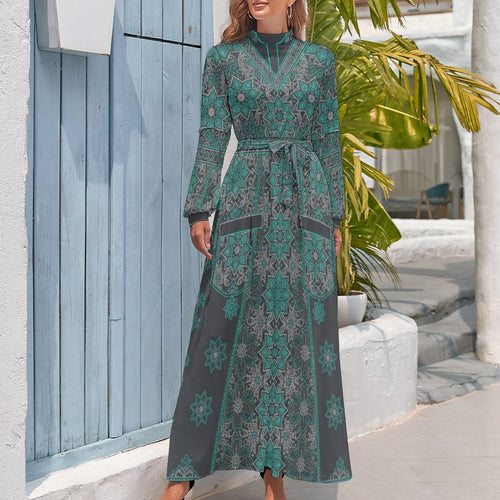 Elegant Long Sleeve High Neck Dress for Effortless Style - Shopzeedeey