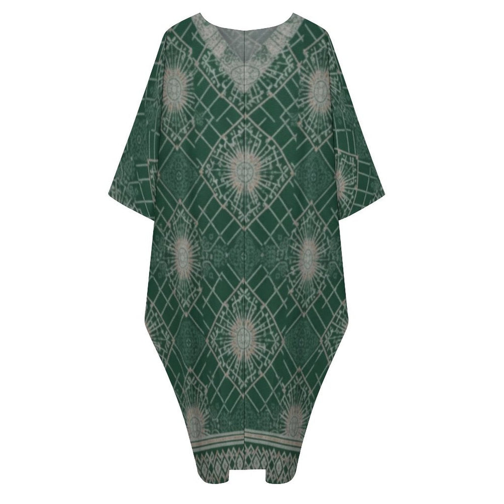 Kaftan V-Neck Dress - Stylish Comfort for Every Occasion - Shopzeedeey