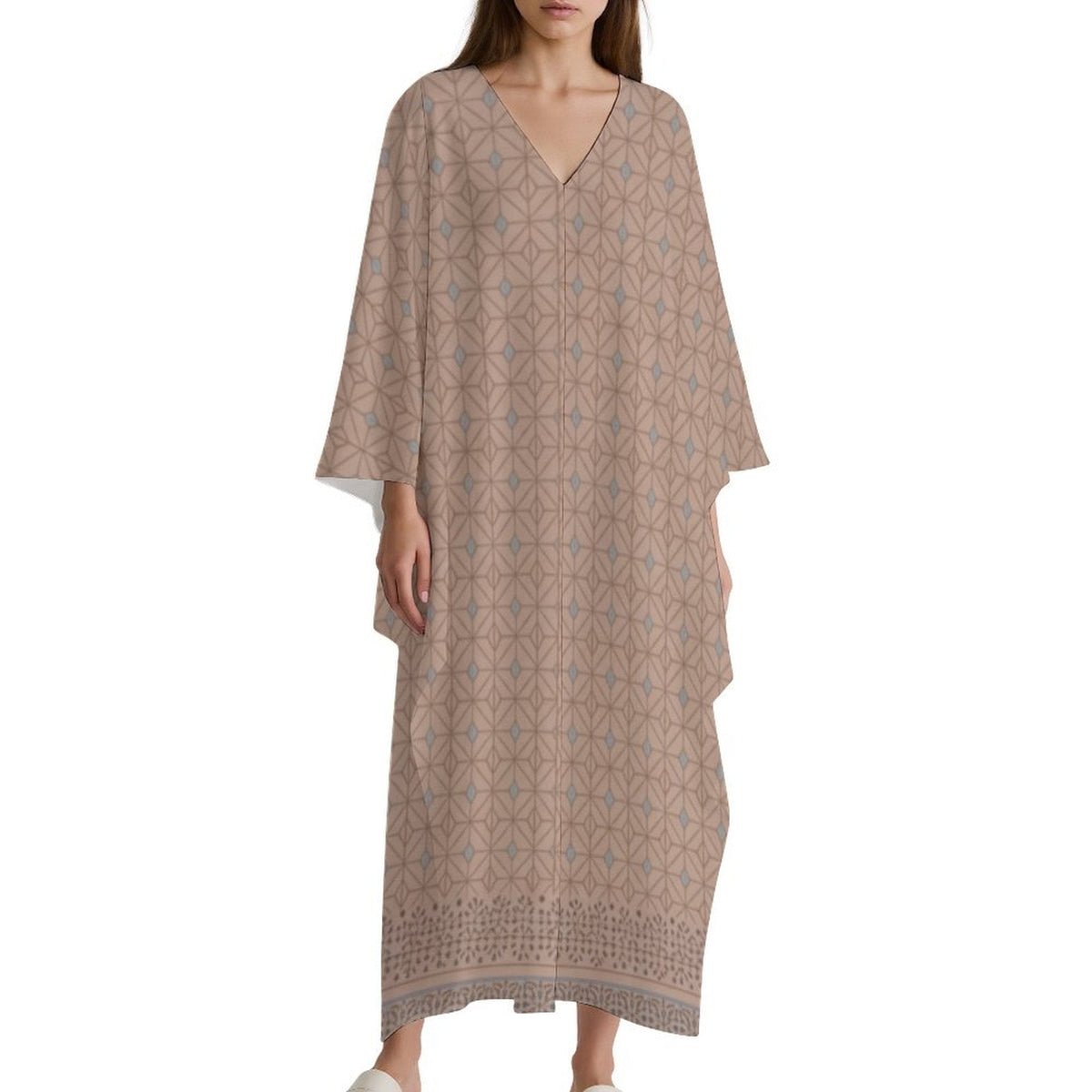 Kaftan V-Neck Dress - Lightweight Elegance for Every Occasion - Shopzeedeey