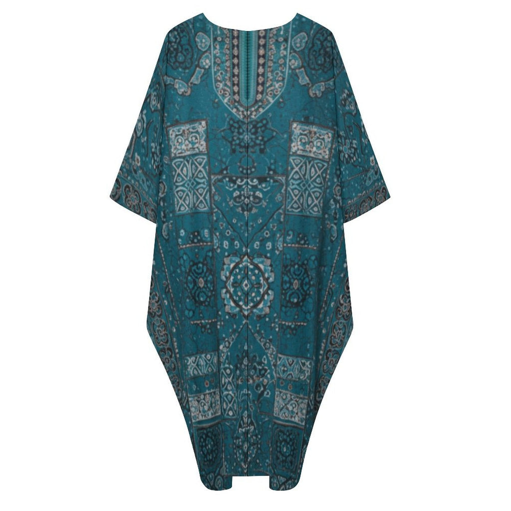 Kaftan V-Neck Dress for Effortless Elegance - Shopzeedeey