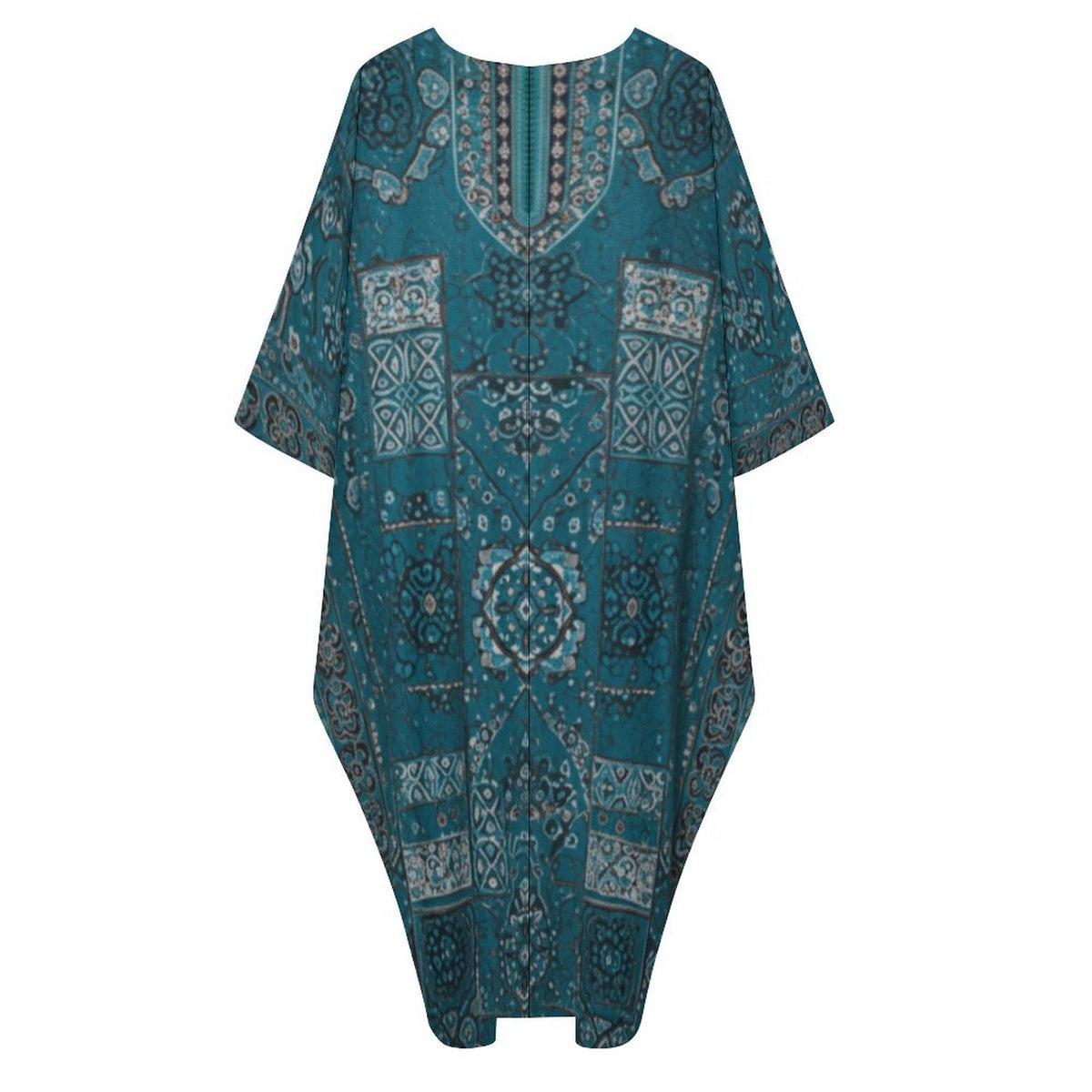 Kaftan V-Neck Dress for Effortless Elegance - Shopzeedeey