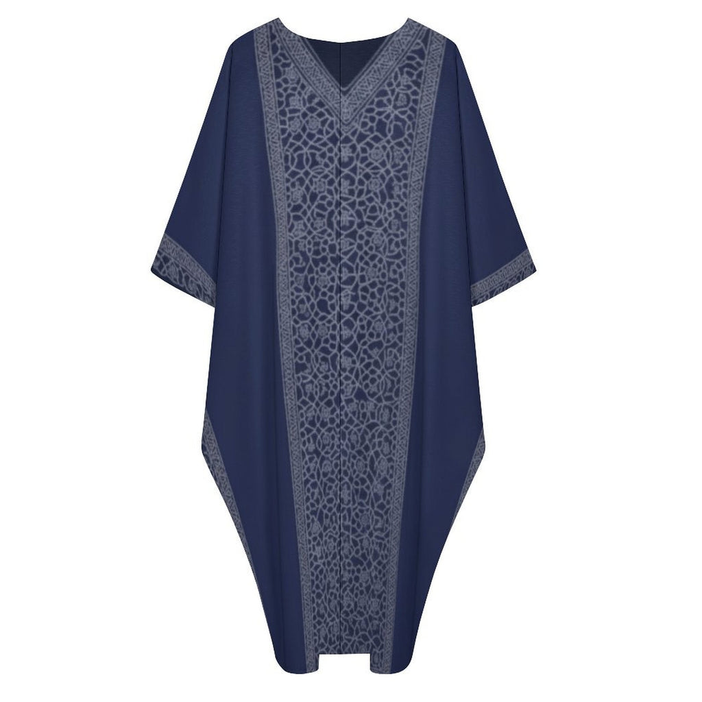 Kaftan V-Neck Dress - Elevate Your Style with Comfort - Shopzeedeey