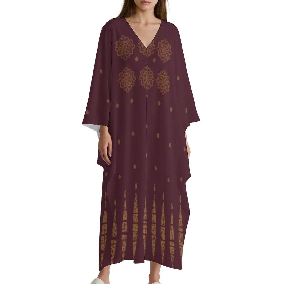 Kaftan V-Neck Dress - Effortless Elegance for Every Occasion - Shopzeedeey