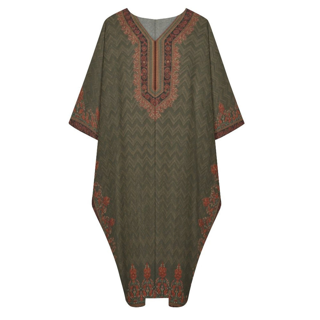Stylish V-Neck Kaftan Dress for Effortless Elegance - Shopzeedeey