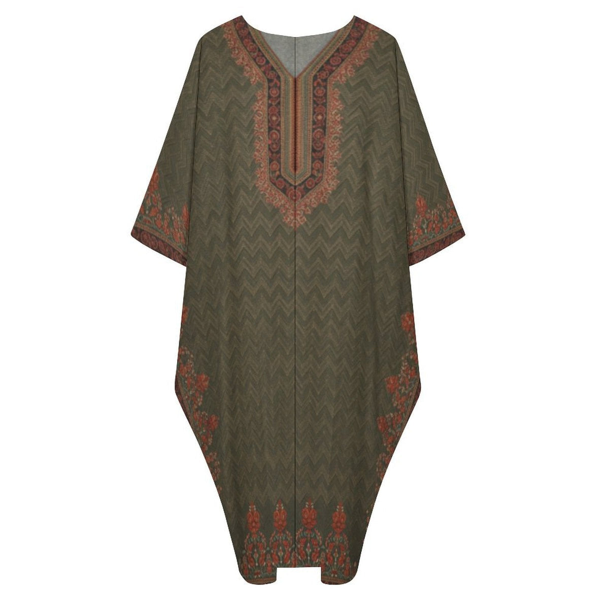 Stylish V-Neck Kaftan Dress for Effortless Elegance - Shopzeedeey