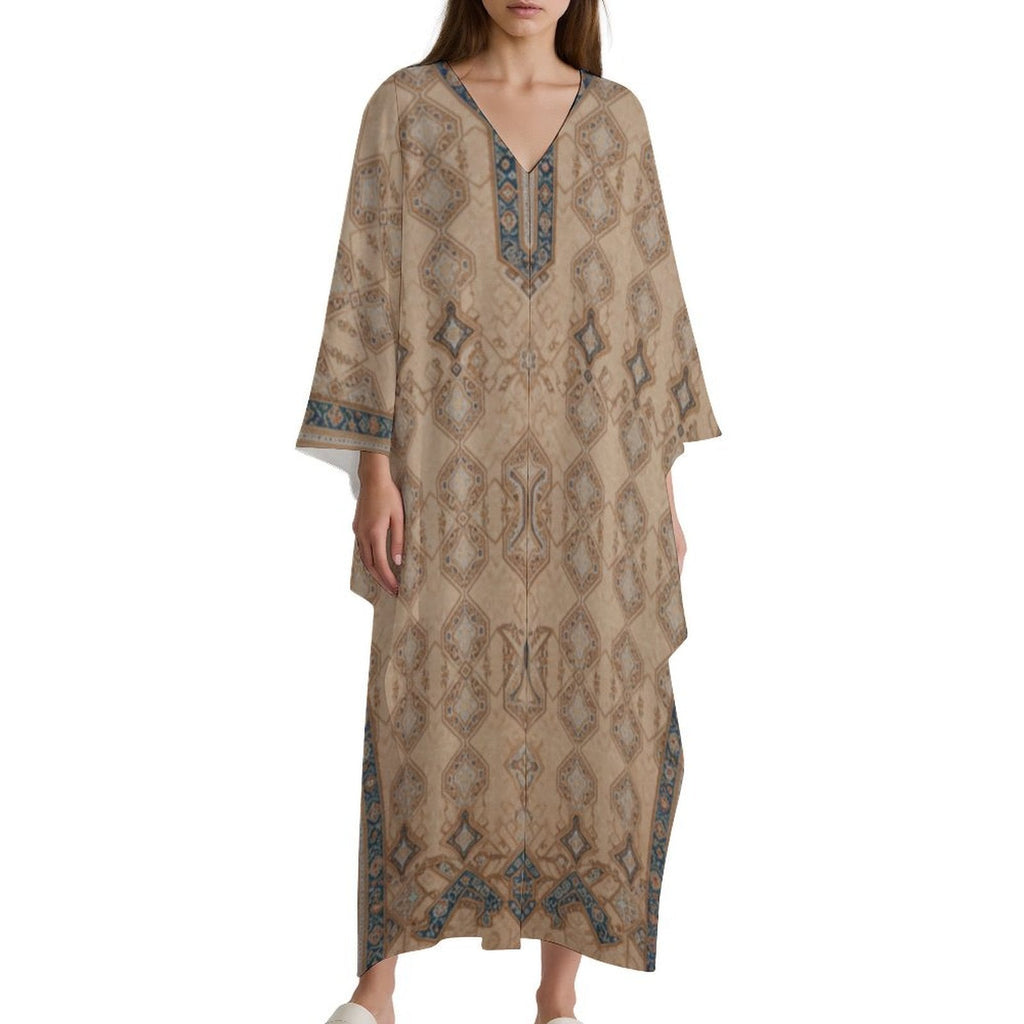Stylish Kaftan V-Neck Dress for Effortless Elegance - Shopzeedeey