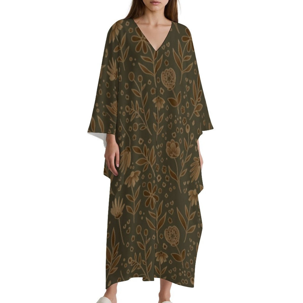 Stylish Kaftan Dress - Design V-Neck Comfort - Shopzeedeey