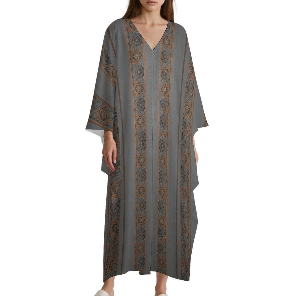 Kaftan Dress - Elegant V-Neck Style for Every Occasion - Shopzeedeey