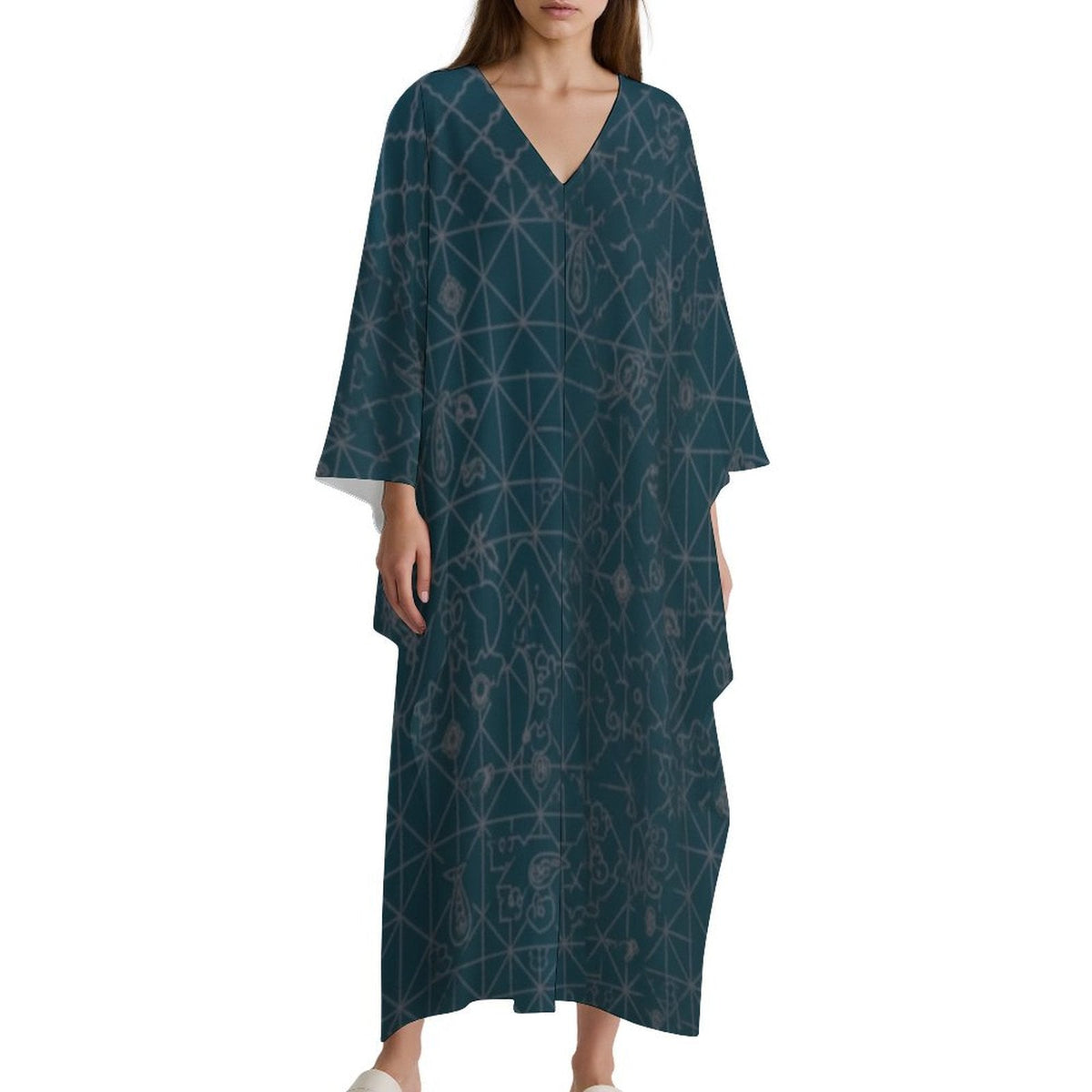 Kaftan V-Neck Dress for Effortless Elegance - Shopzeedeey
