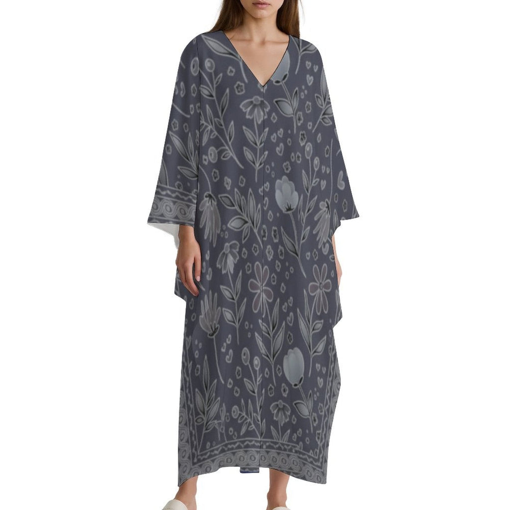 Kaftan V-Neck Dress - Elegant Comfort for Every Occasion - Shopzeedeey