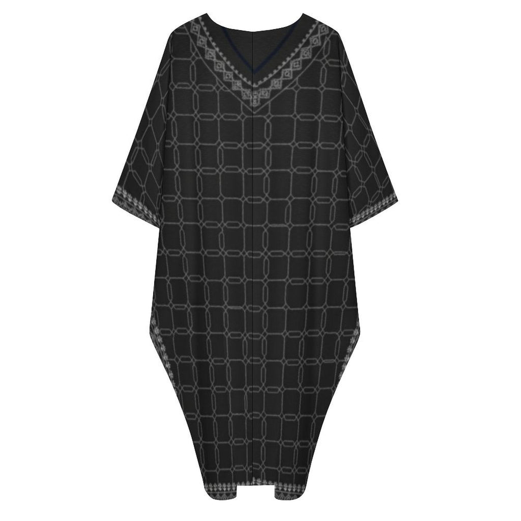 Kaftan V-Neck Dress - Embrace Comfort and Elegance - Shopzeedeey