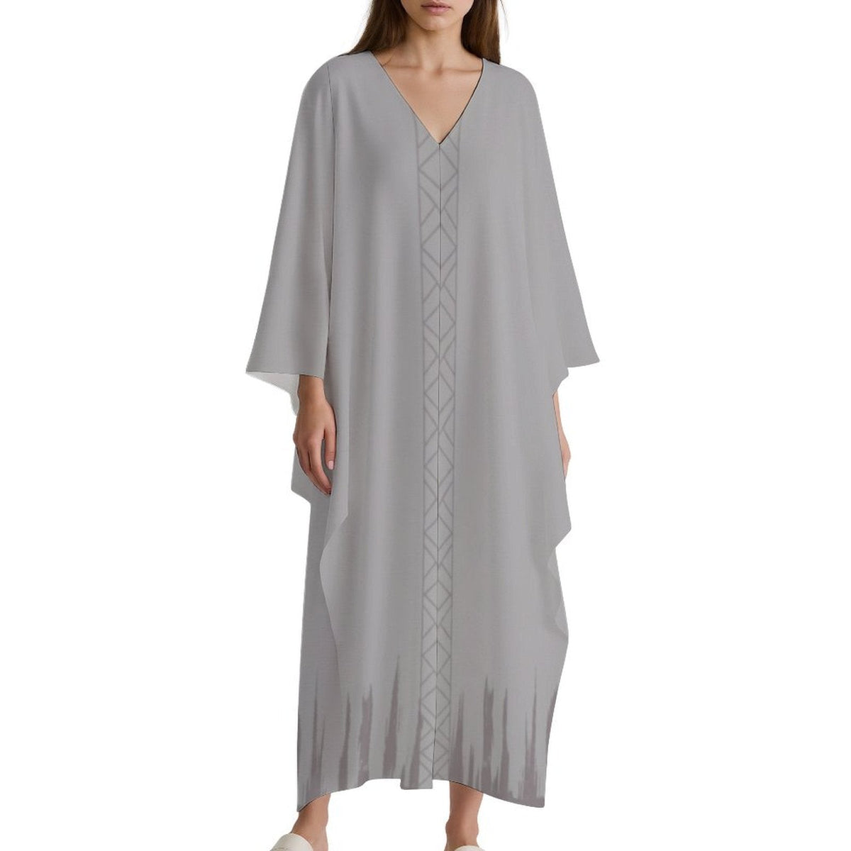 Kaftan Design V-Neck Dress for Effortless Style - Shopzeedeey