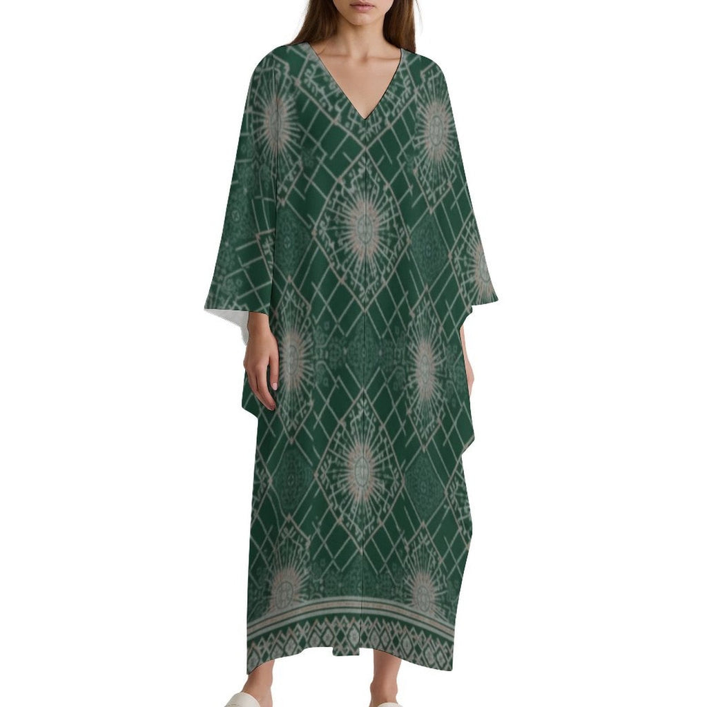 Kaftan V-Neck Dress - Stylish Comfort for Every Occasion - Shopzeedeey