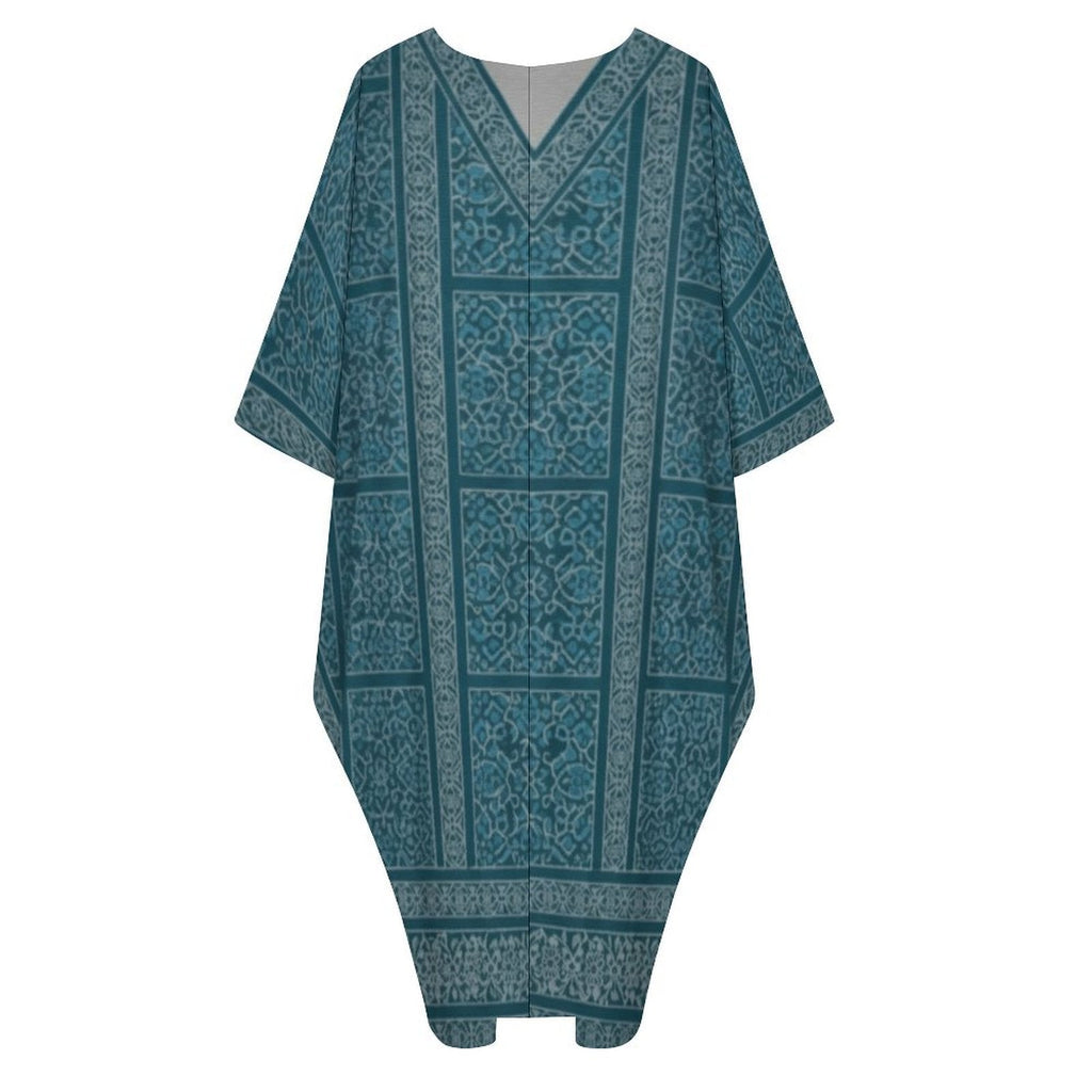 Kaftan Design V-Neck Dress for Ultimate Summer Comfort - Shopzeedeey