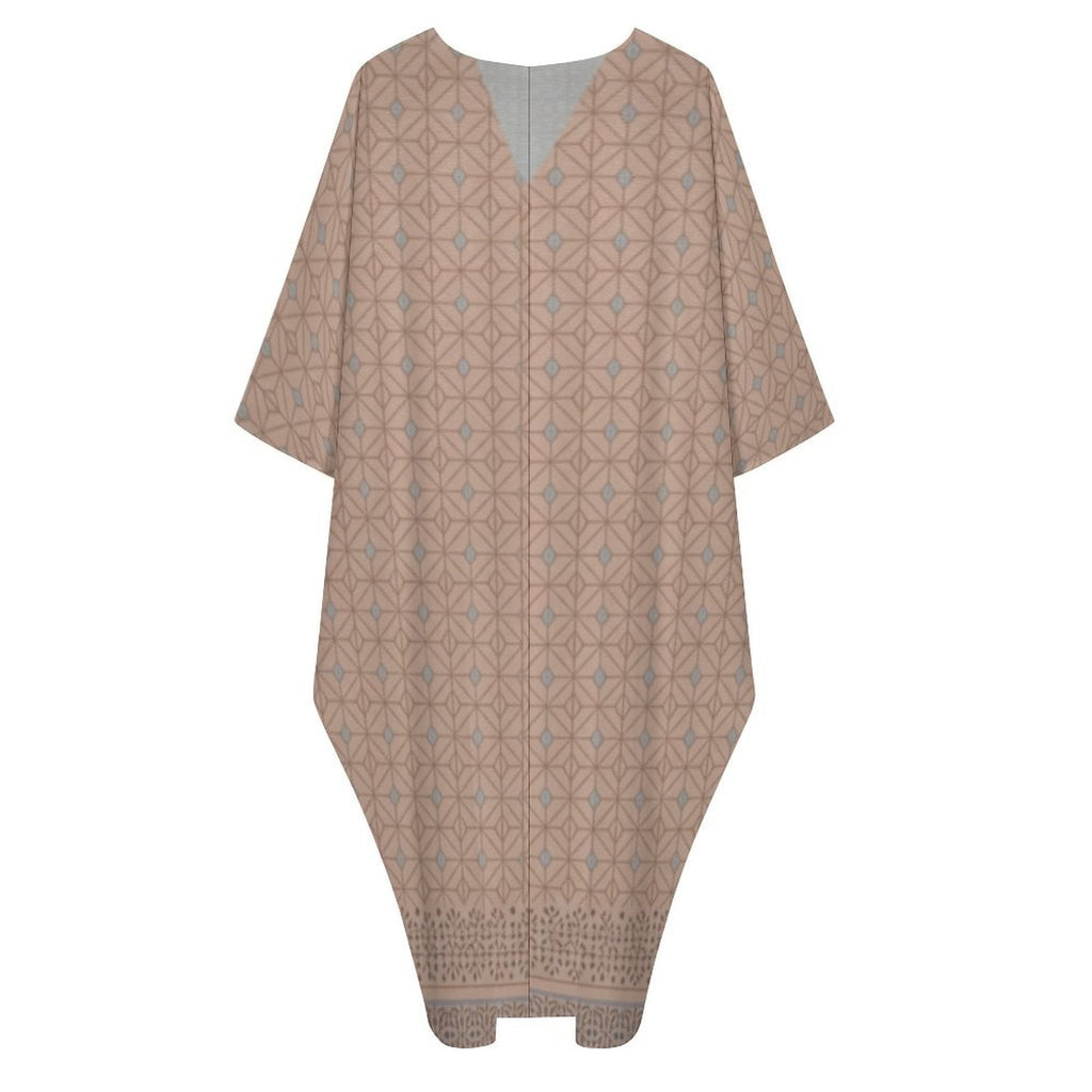 Kaftan V-Neck Dress - Lightweight Elegance for Every Occasion - Shopzeedeey