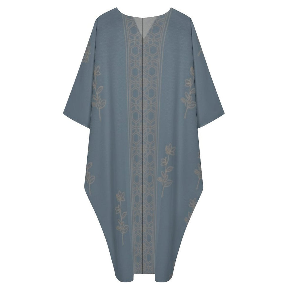 Kaftan V-Neck Dress for Effortless Elegance - Shopzeedeey