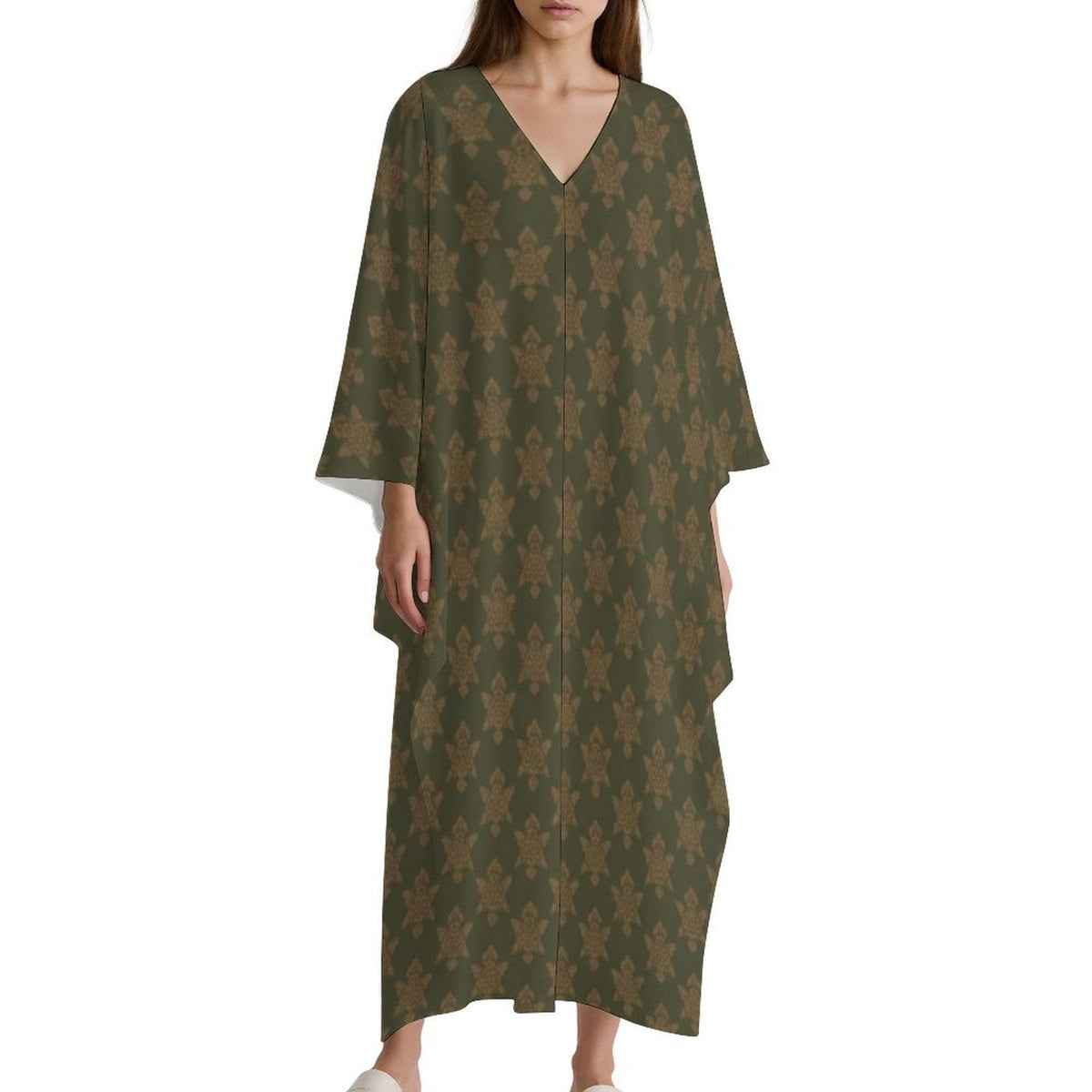 Kaftan V-Neck Design Dress for Effortless Elegance - Shopzeedeey