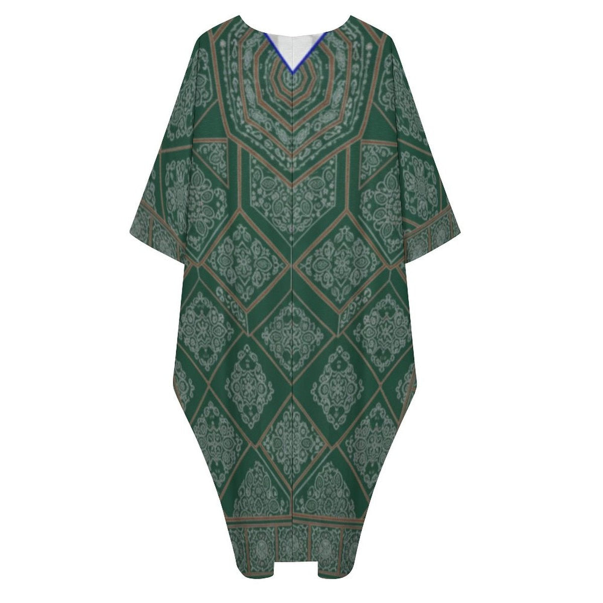Kaftan Design V-Neck Dress for Effortless Elegance - Shopzeedeey