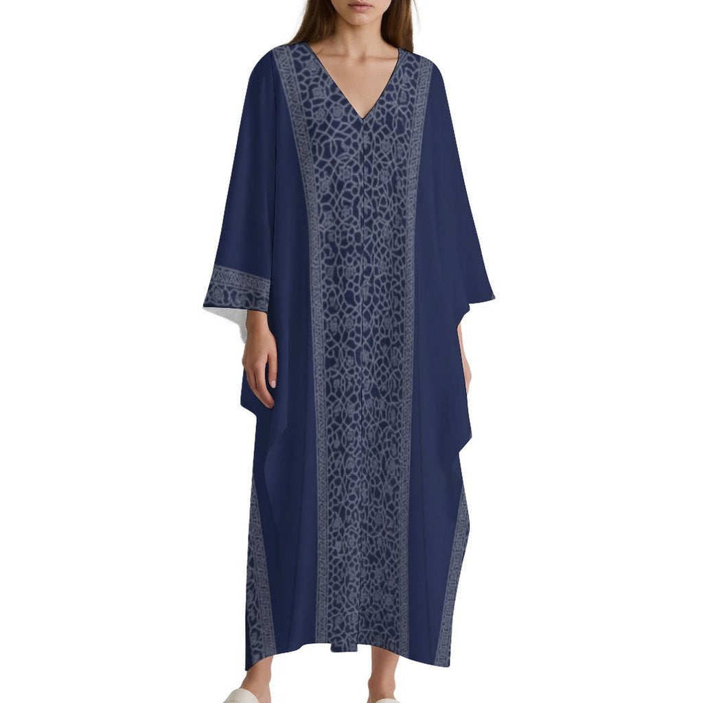Kaftan V-Neck Dress - Elevate Your Style with Comfort - Shopzeedeey
