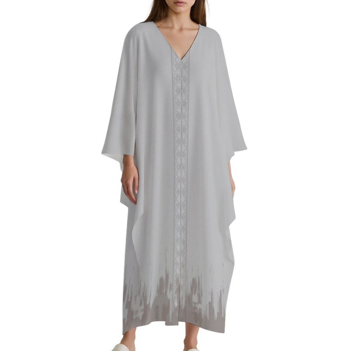 Elegant Kaftan V-Neck Dress for Effortless Style - Shopzeedeey