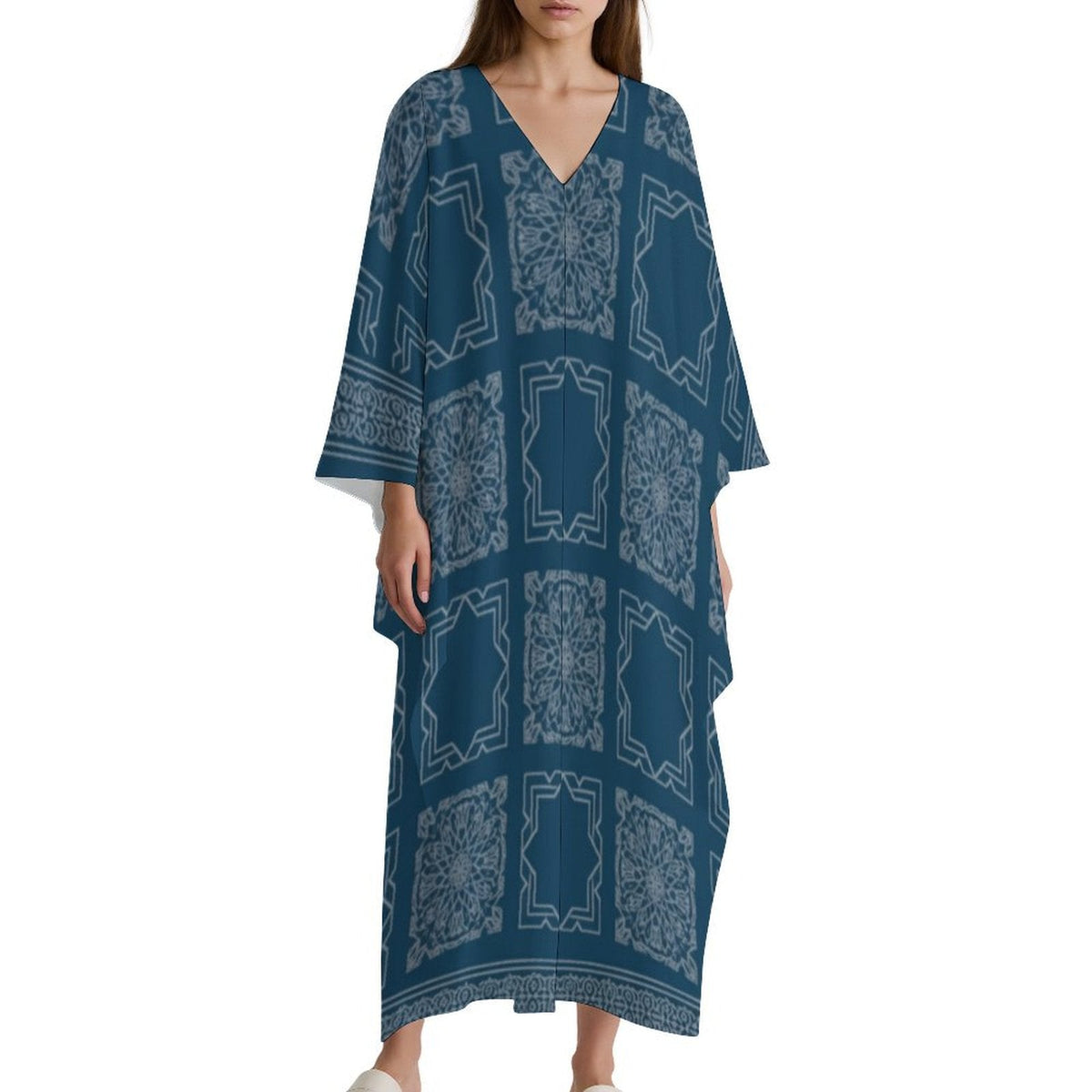 Kaftan V-Neck Dress for Ultimate Comfort and Style - Shopzeedeey