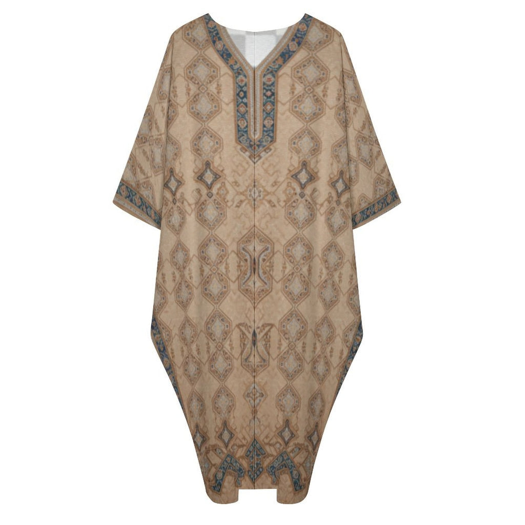 Stylish Kaftan V-Neck Dress for Effortless Elegance - Shopzeedeey