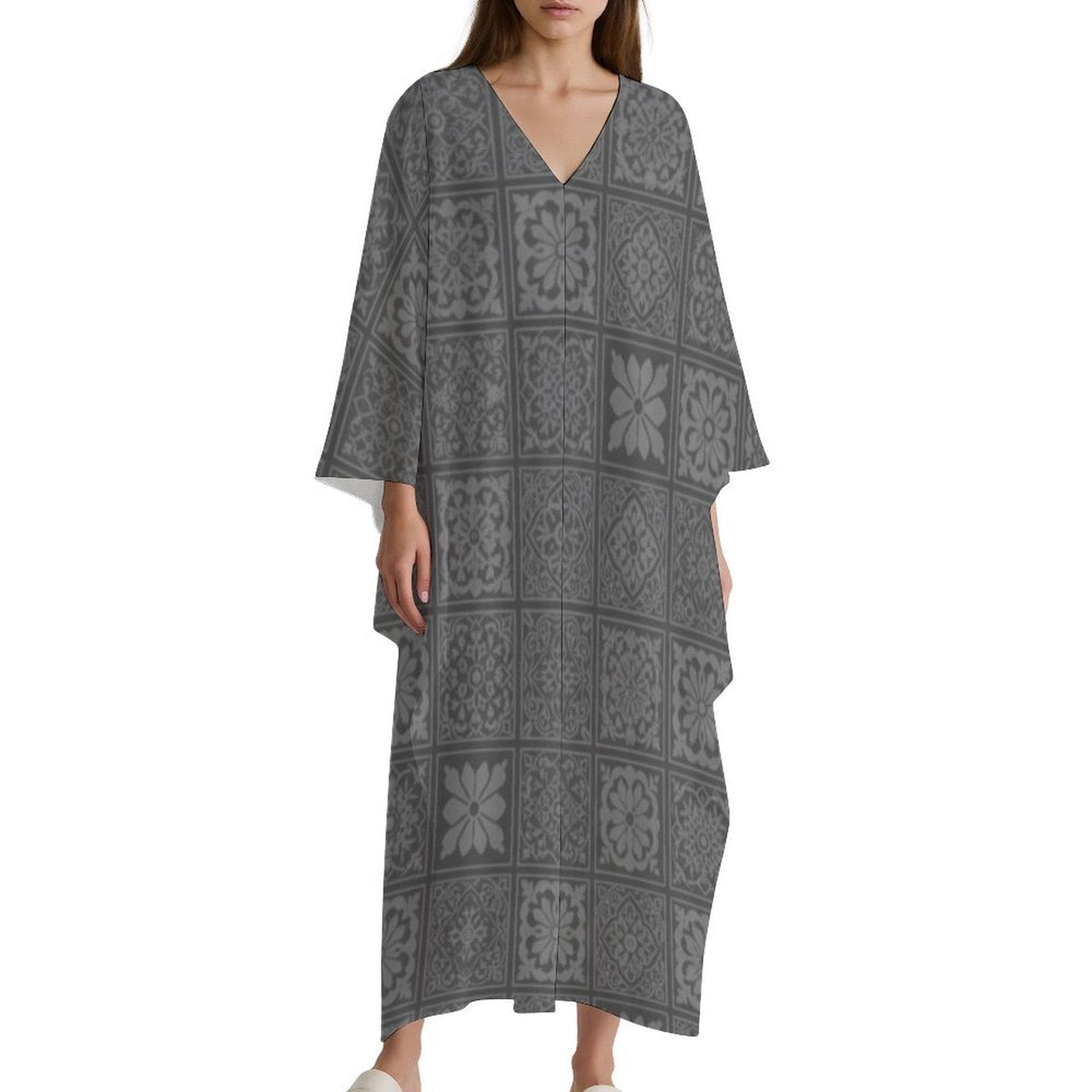 Kaftan - Elegant Design V-Neck Kaftan Dress for Every Occasion - Shopzeedeey