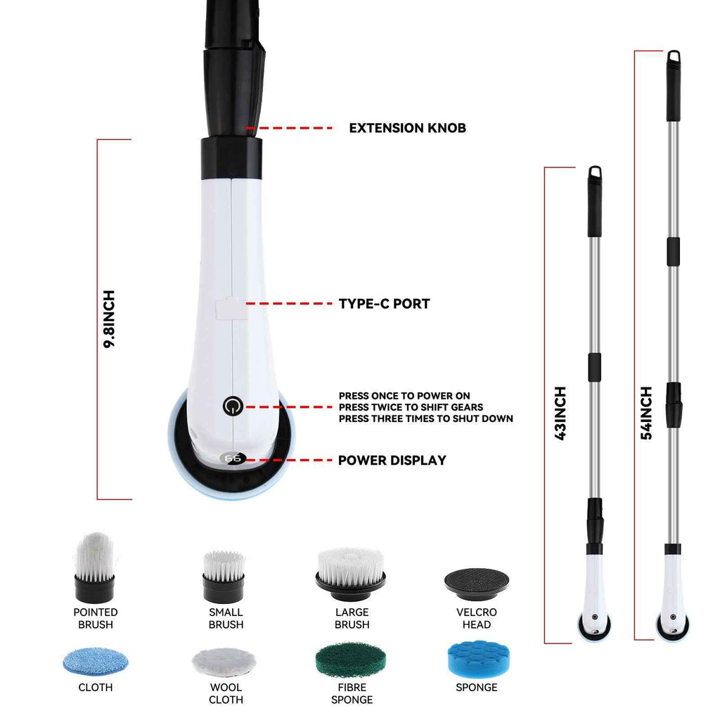 Motorised Brush - 7-in-1 Electric Cleaning Brush for Home - Shopzeedeey