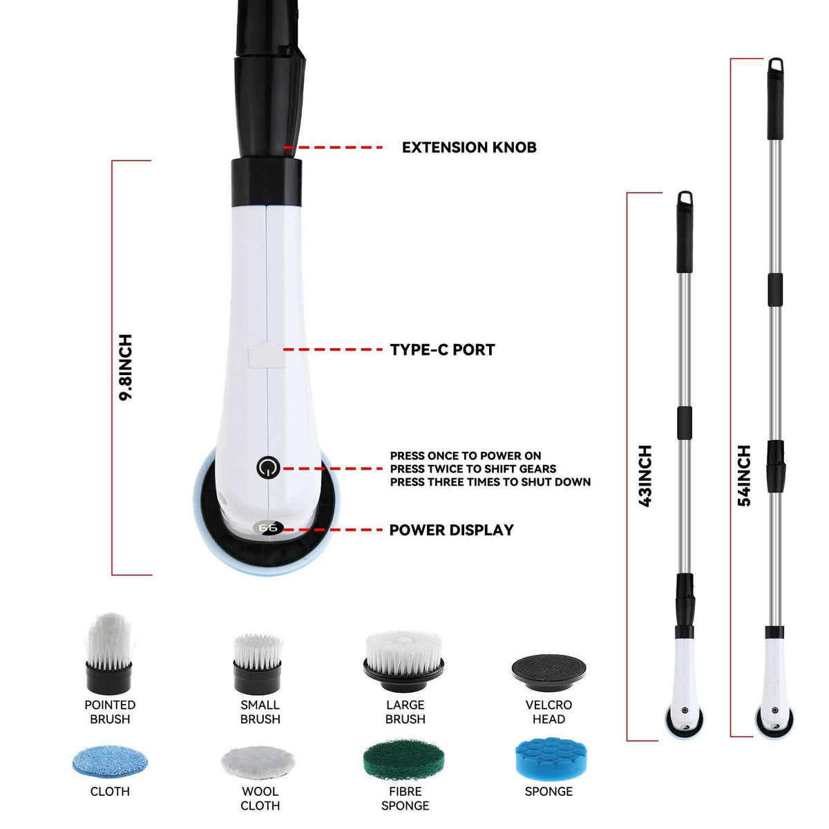 Motorised Brush - 7-in-1 Electric Cleaning Brush for Home - Shopzeedeey