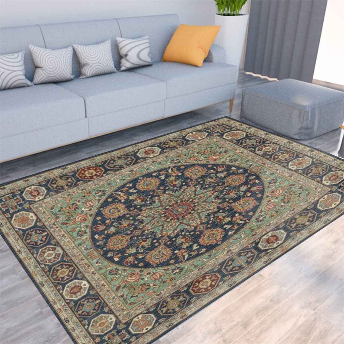 Turkish Arabic Carpet - Foldable Rectangular Thickened Floor Mat - Shopzeedeey