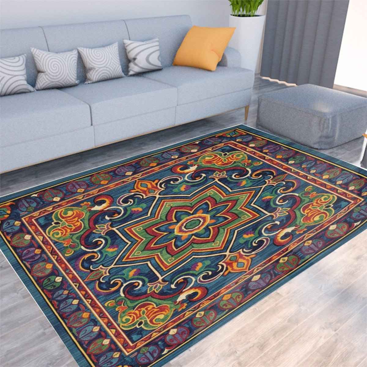 Turkish Arabic Carpet - Foldable Rectangular Thickened Floor Mat - Shopzeedeey