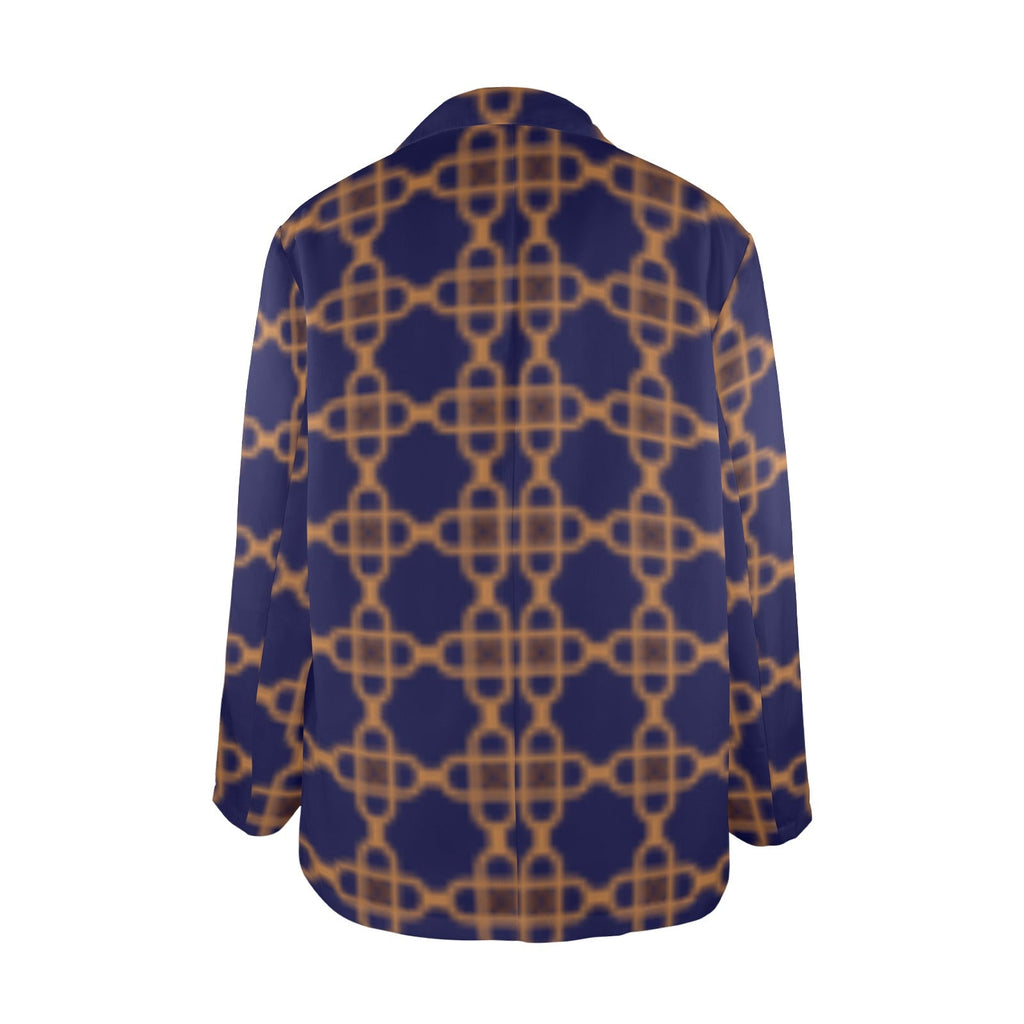 Women's Designer Blazer: Squared Blue Elegance (Model H64) - Shopzeedeey