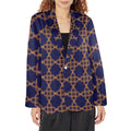 Women's Designer Blazer: Squared Blue Elegance (Model H64) - Shopzeedeey