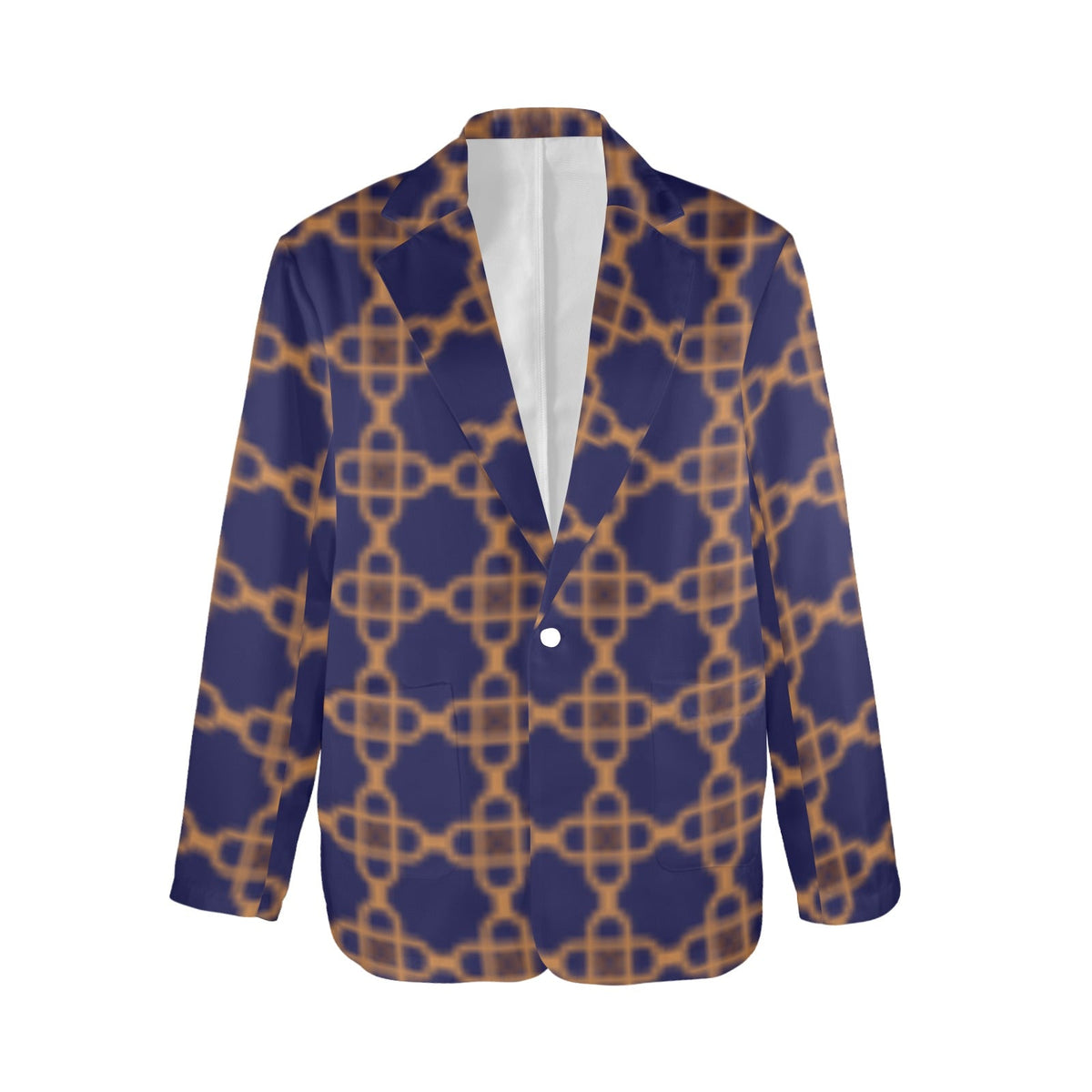 Women's Designer Blazer: Squared Blue Elegance (Model H64) - Shopzeedeey